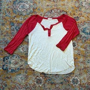 Three quarter sleeve baseball tee